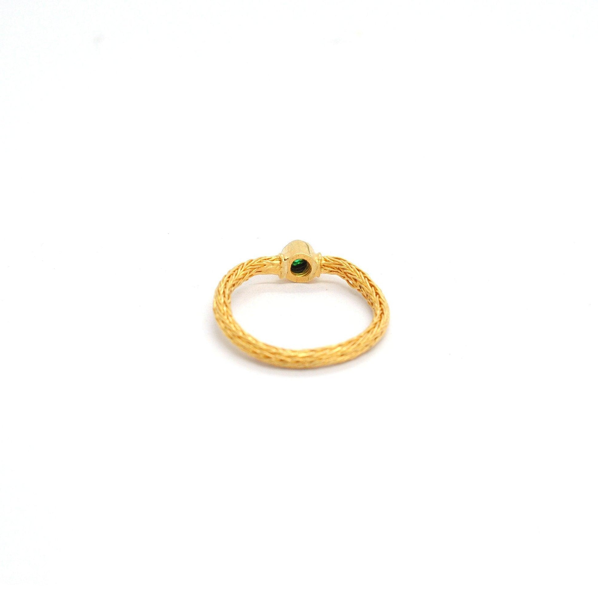 18k Solid Yellow Gold Stone Studded Engagement Ring 8 US - Kanika Creations