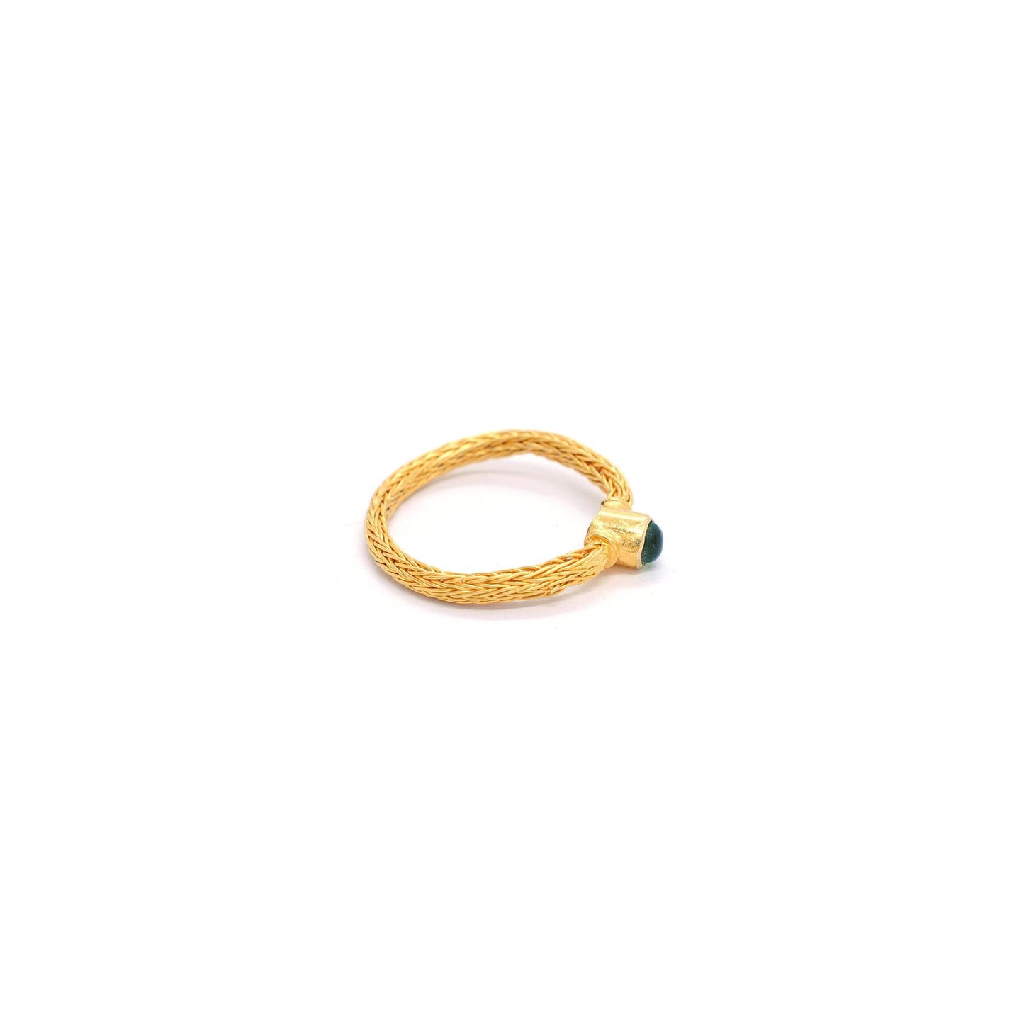 18k Solid Yellow Gold Stone Studded Engagement Ring 8 US - Kanika Creations