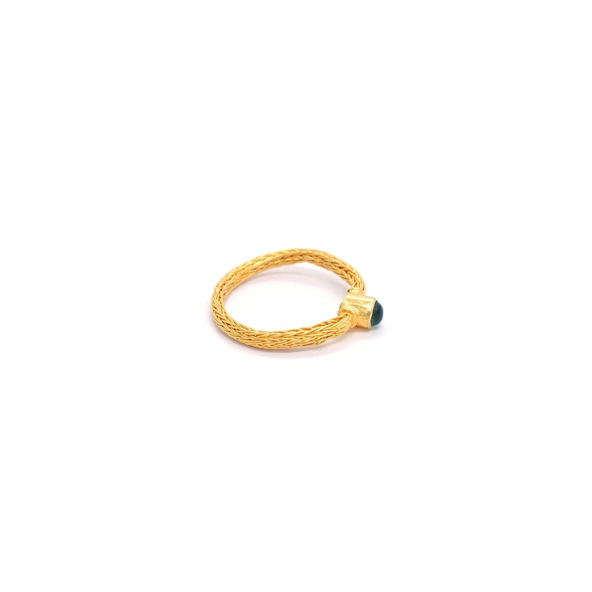 18k Solid Yellow Gold Stone Studded Engagement Ring 8 US - Kanika Creations
