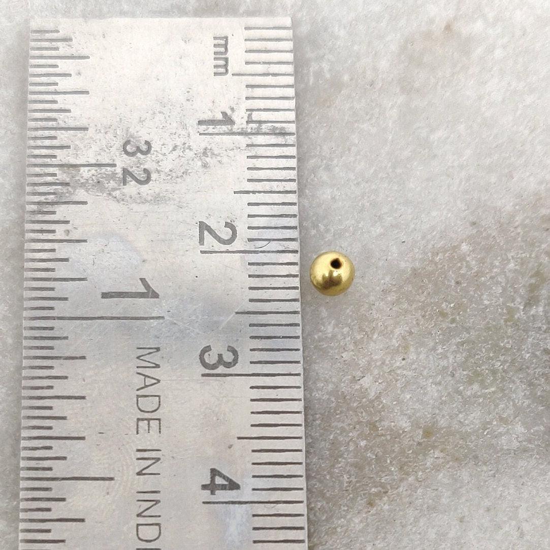 18k Solid Gold Tiny Ball Spacer Beads Sold as 2pcs - Kanika Creations