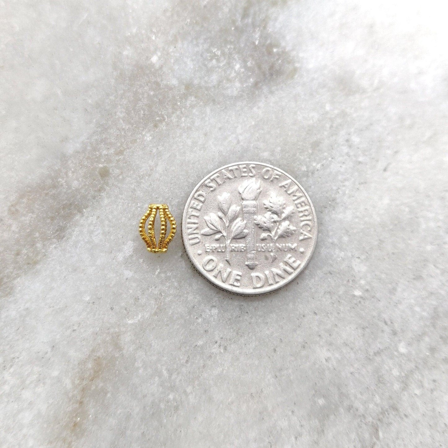 Fancy 18k Solid Gold Spacer Beads Findings DIY Jewelry - Kanika Creations