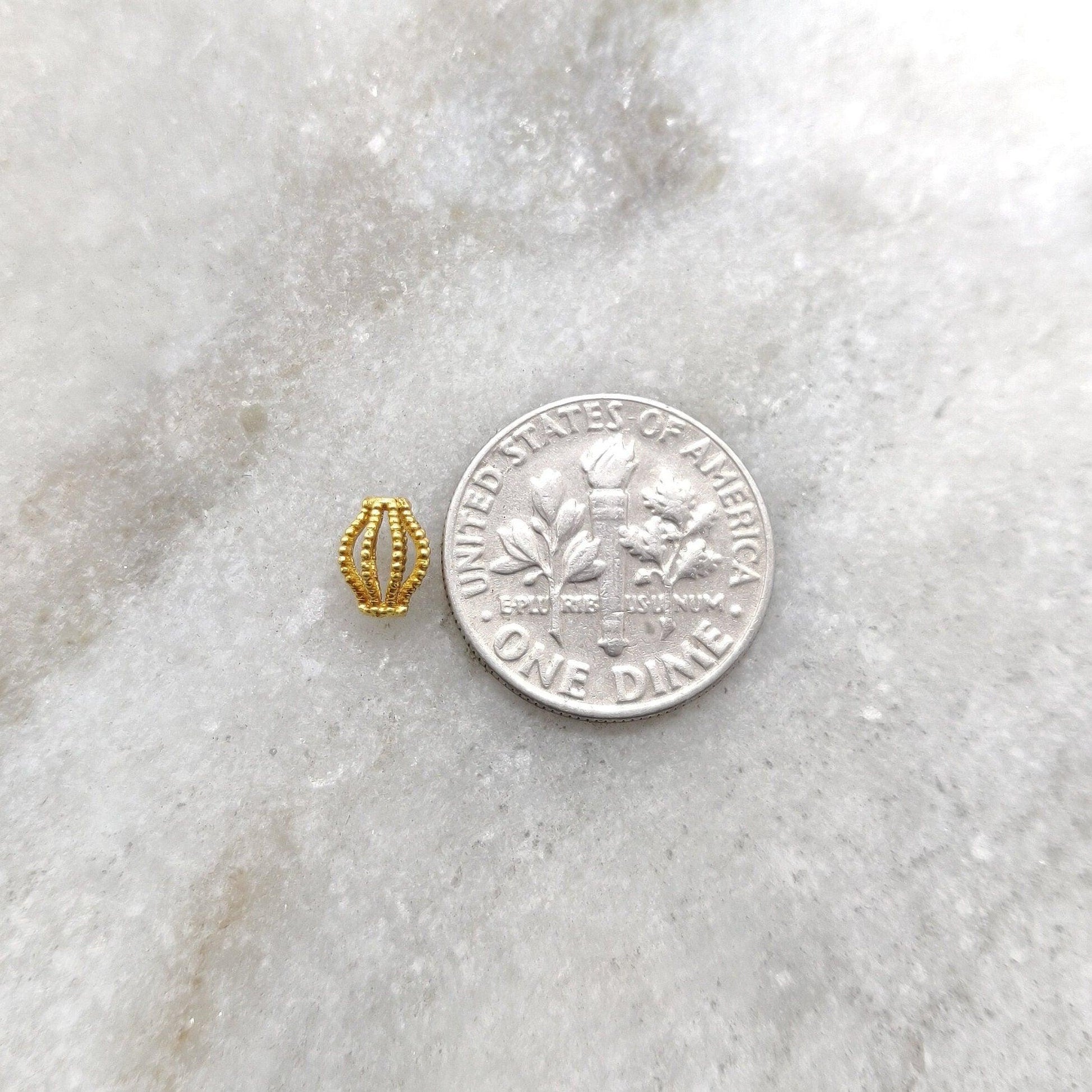 Fancy 18k Solid Gold Spacer Beads Findings DIY Jewelry - Kanika Creations