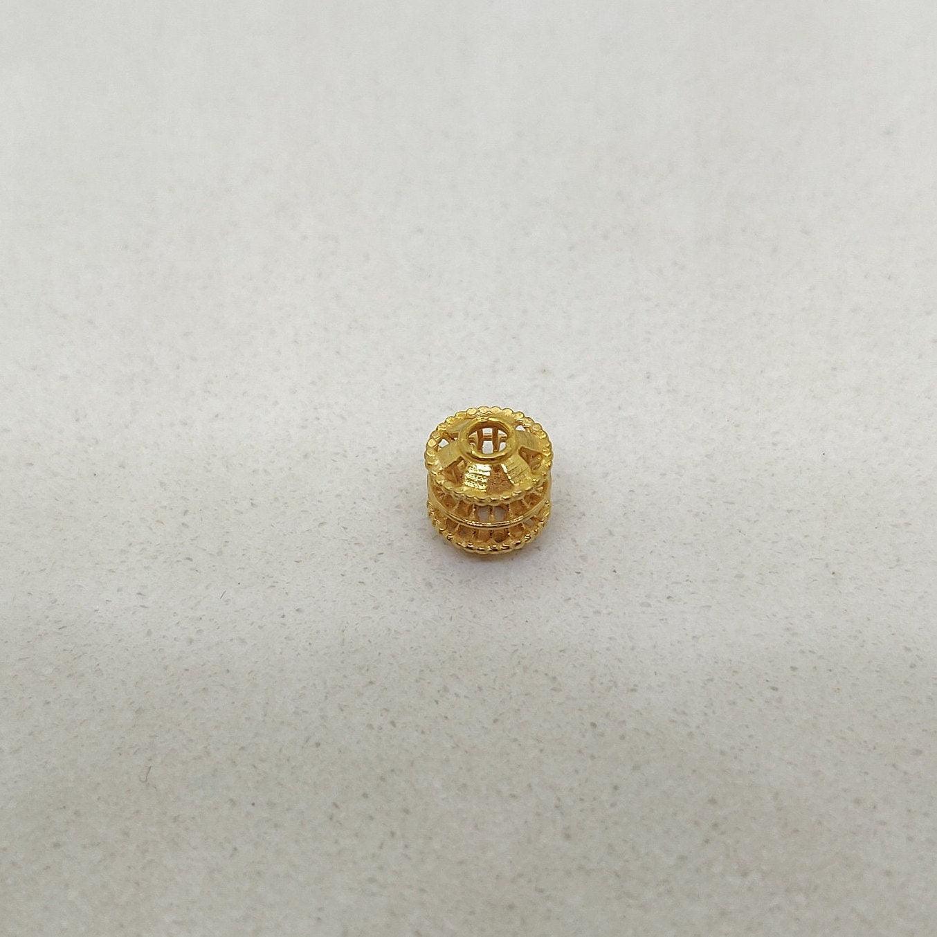 18k Solid Yellow Gold Wheel Spacer Beads 6mm - Kanika Creations