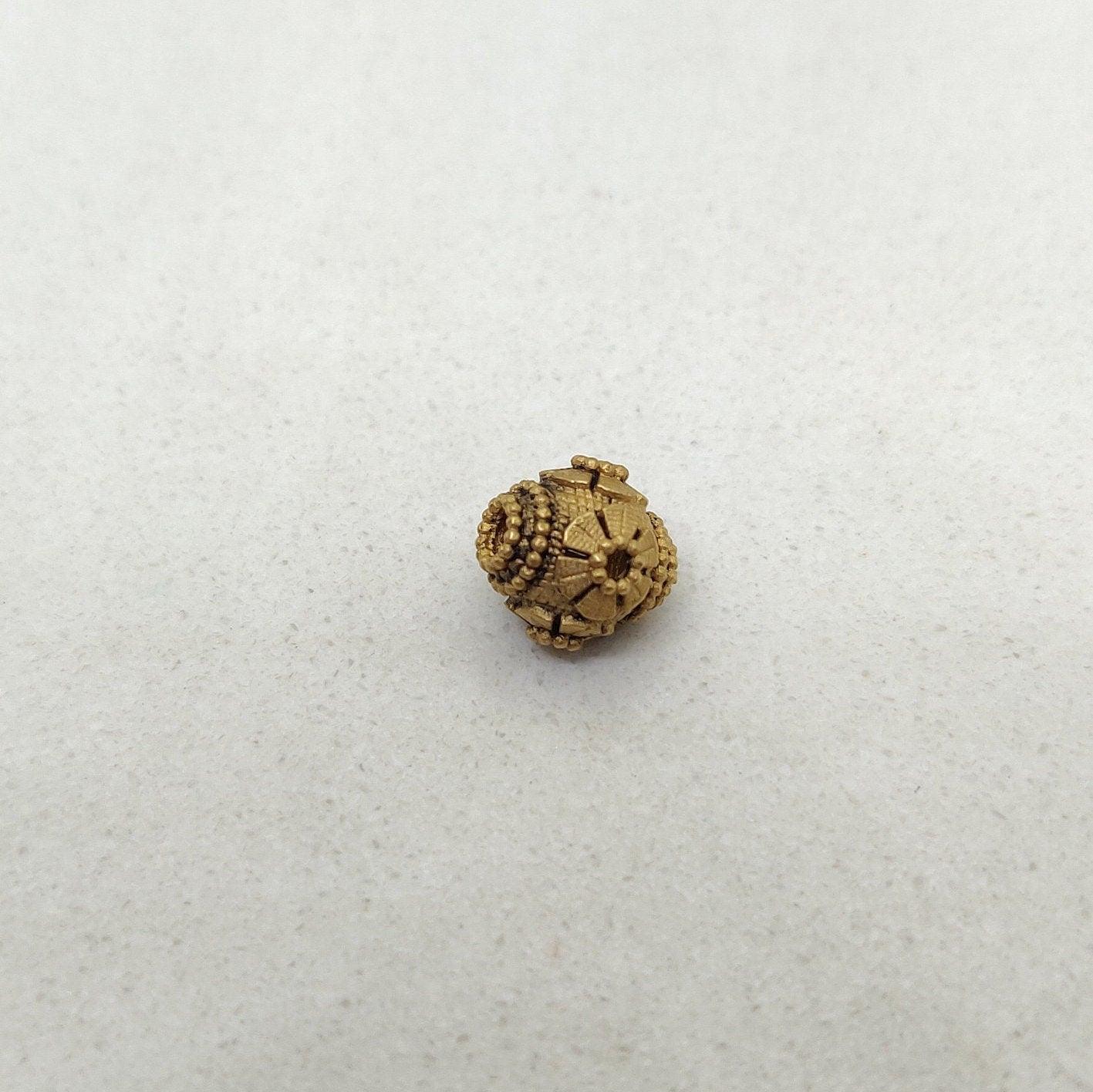 18k Solid Yellow Gold Textured Ball Spacer Beads 7.5mm - Kanika Creations