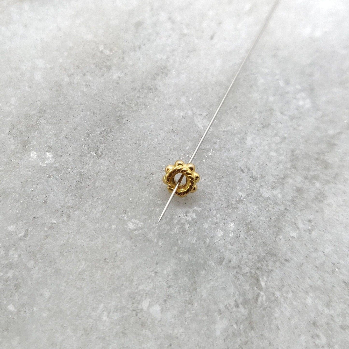 18k Yellow Gold Wheel Spacer Beads For Jewelry Craft 4mm - Kanika Creations
