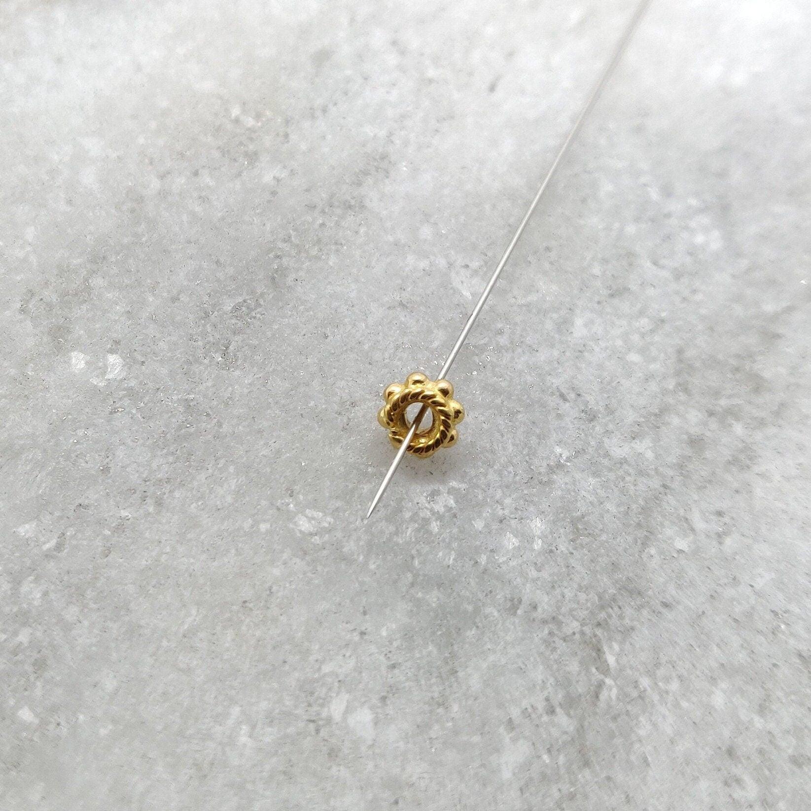 18k Yellow Gold Wheel Spacer Beads For Jewelry Craft 4mm - Kanika Creations