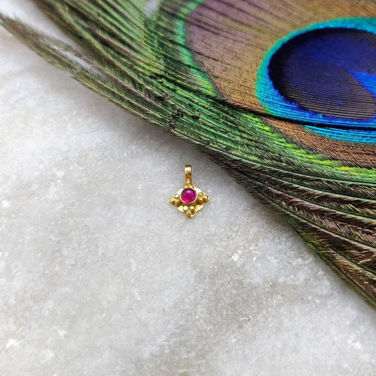 18k Solid Yellow Gold Square Charm Pendant 6x8mm - Kanika Creations