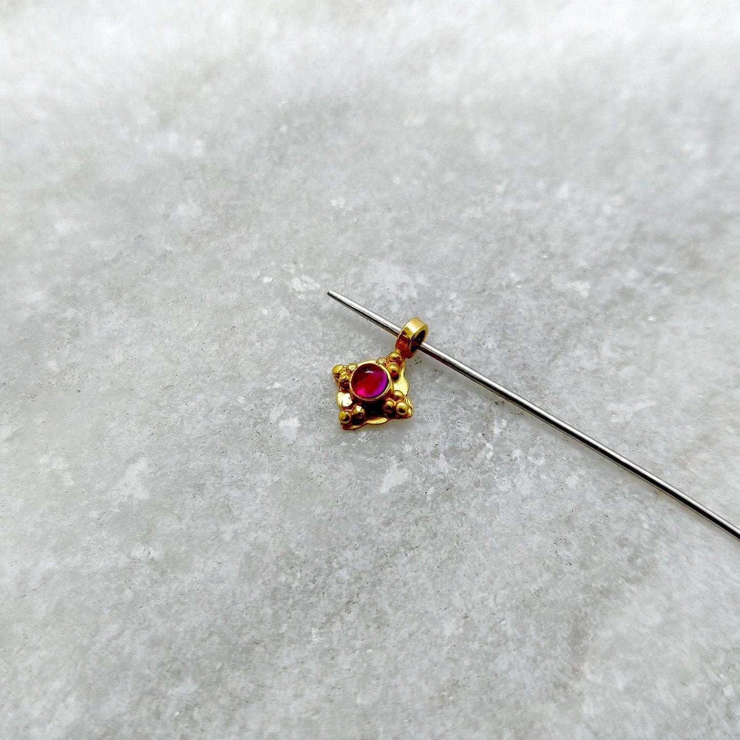 18k Solid Gold Square Charm Pendant Jewelry 8mm - Kanika Creations