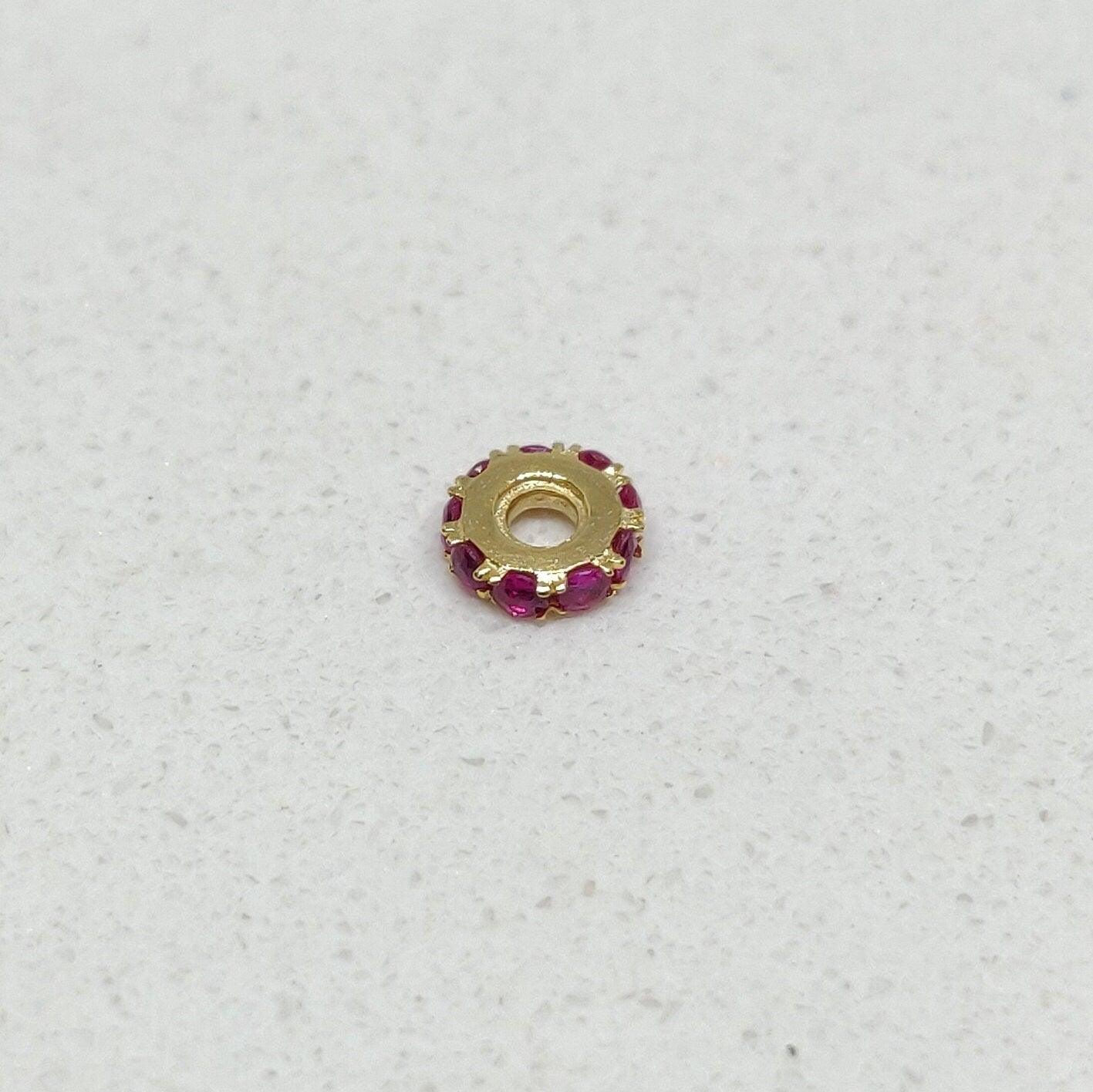 Wheel Spacer 14k Gold Micro Pave Ruby - Kanika Creations