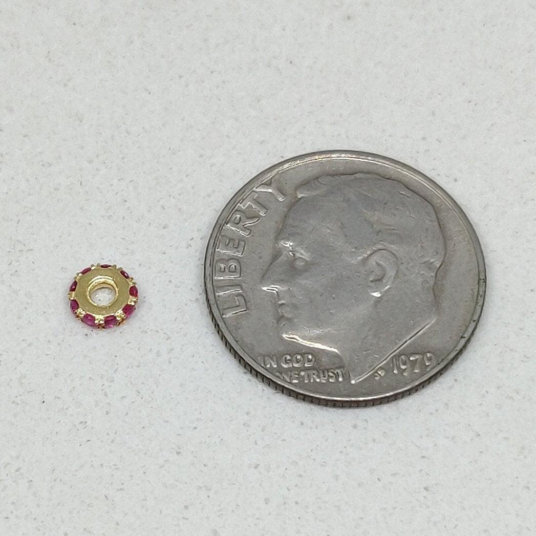 Wheel Spacer 14k Gold Micro Pave Ruby - Kanika Creations