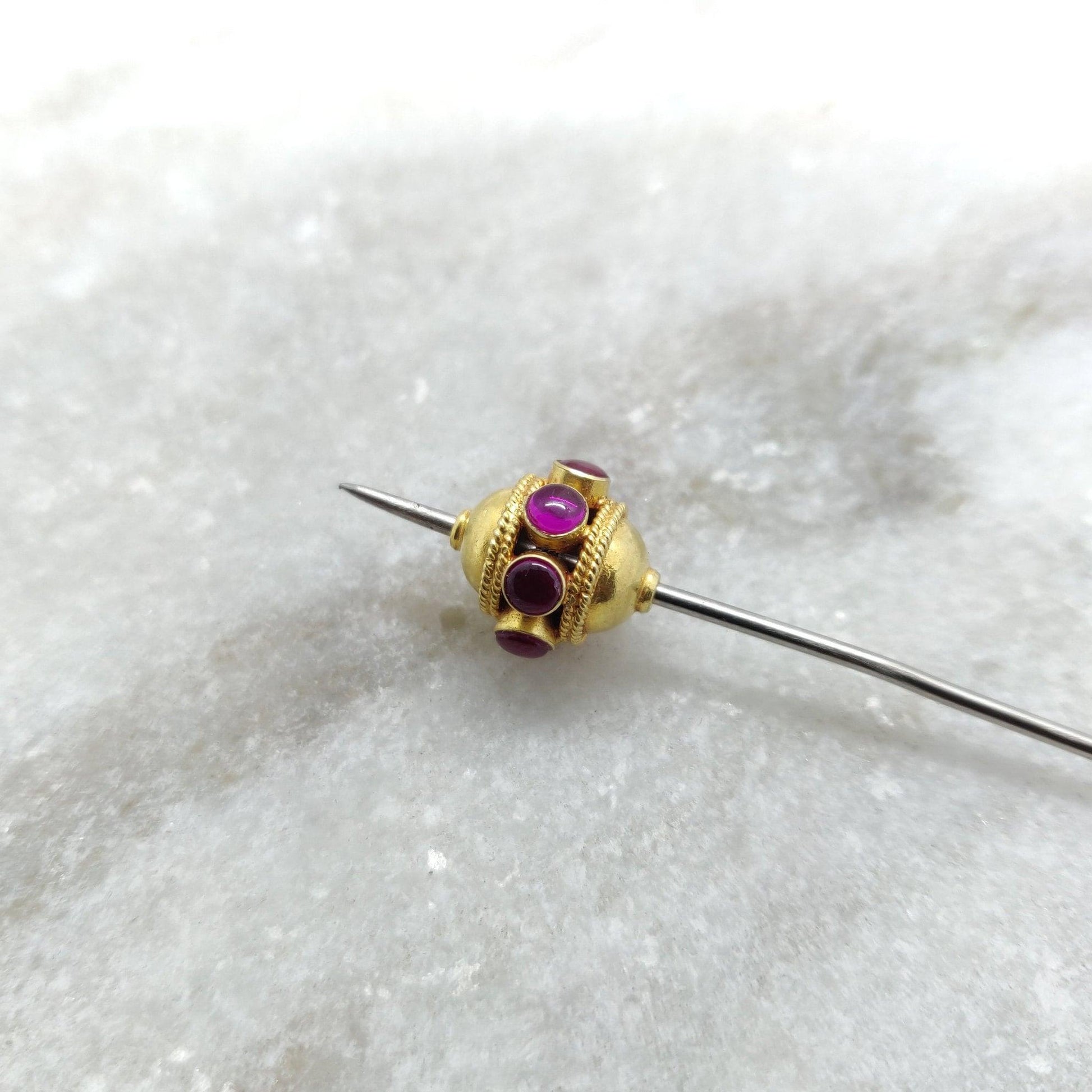 18k Solid Yellow Gold Ruby Round Spacer Beads - Kanika Creations