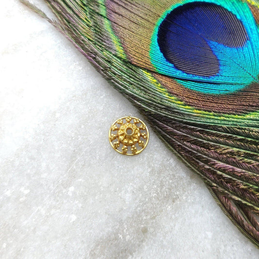 18k Yellow Gold Round Bead Caps For Jewelry 10mm - Kanika Creations