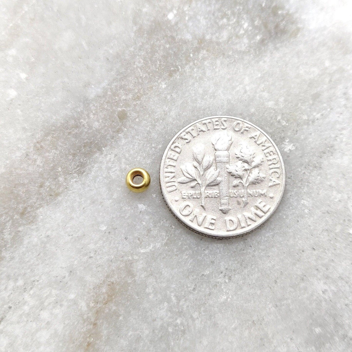 18k Gold Round Bead Spacer Finding Components Sold As 4 Pcs - Kanika Creations