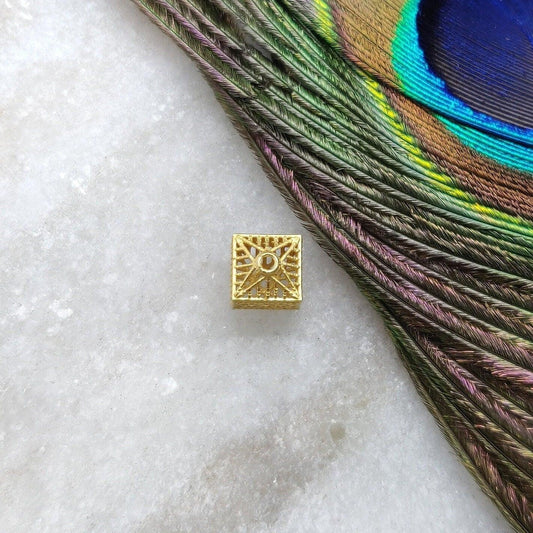 18k Yellow Gold 7mm Antique Cube Spacer Beads - Kanika Creations