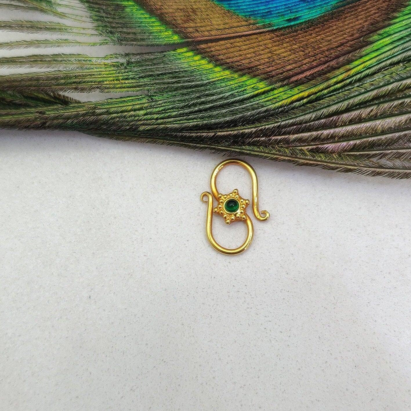 Handmade 18k Yellow Gold S Hook Clasp Lock Finding 16mm - Kanika Creations