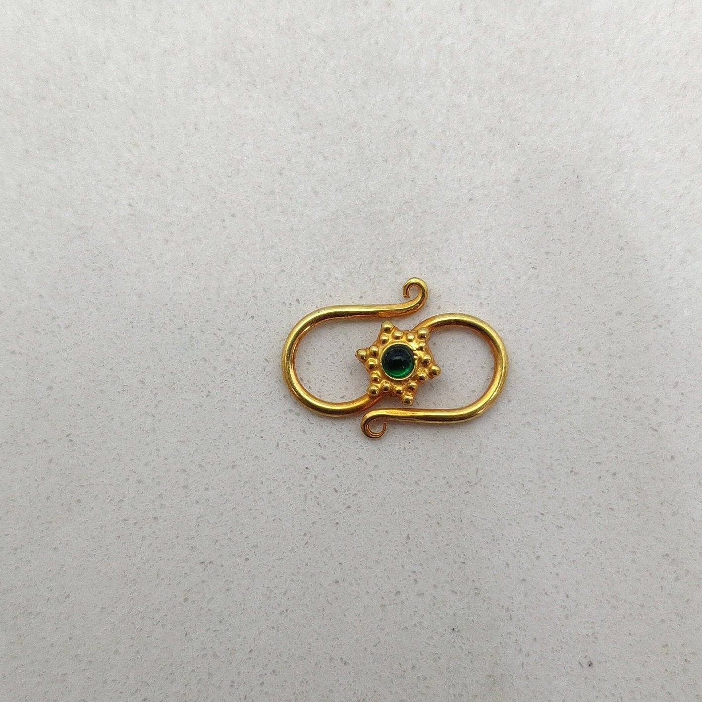 Handmade 18k Yellow Gold S Hook Clasp Lock Finding 16mm - Kanika Creations