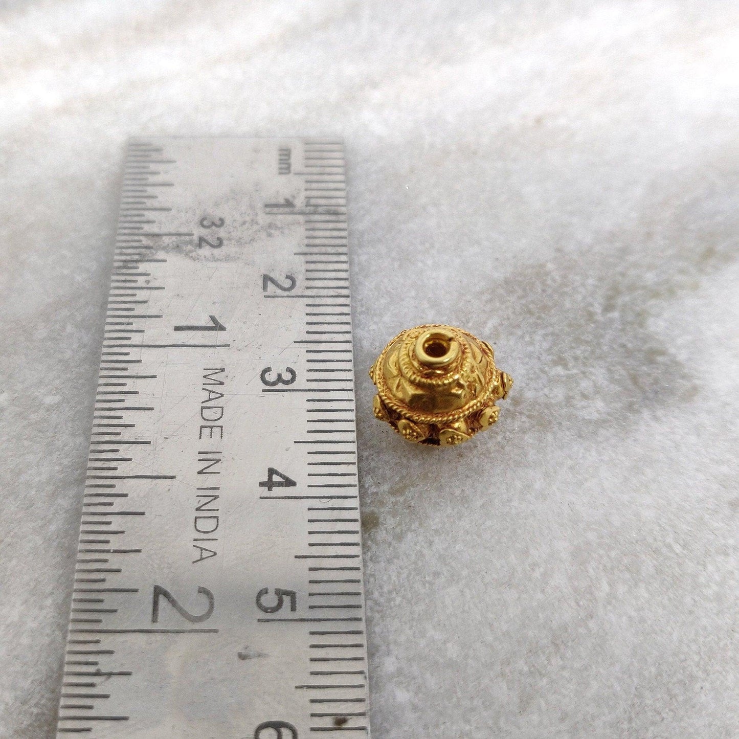 18k Solid Yellow Gold Round Spacer Beads 11mm - Kanika Creations