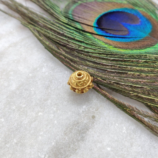 18k Solid Yellow Gold Large Round Spacer Beads - Kanika Creations