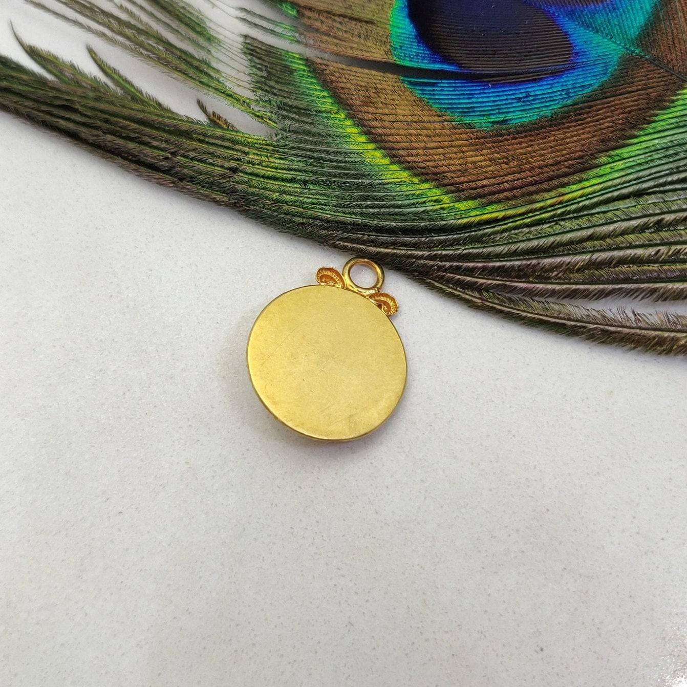 18k Solid Yellow Gold Ruby Round Pendant - Kanika Creations