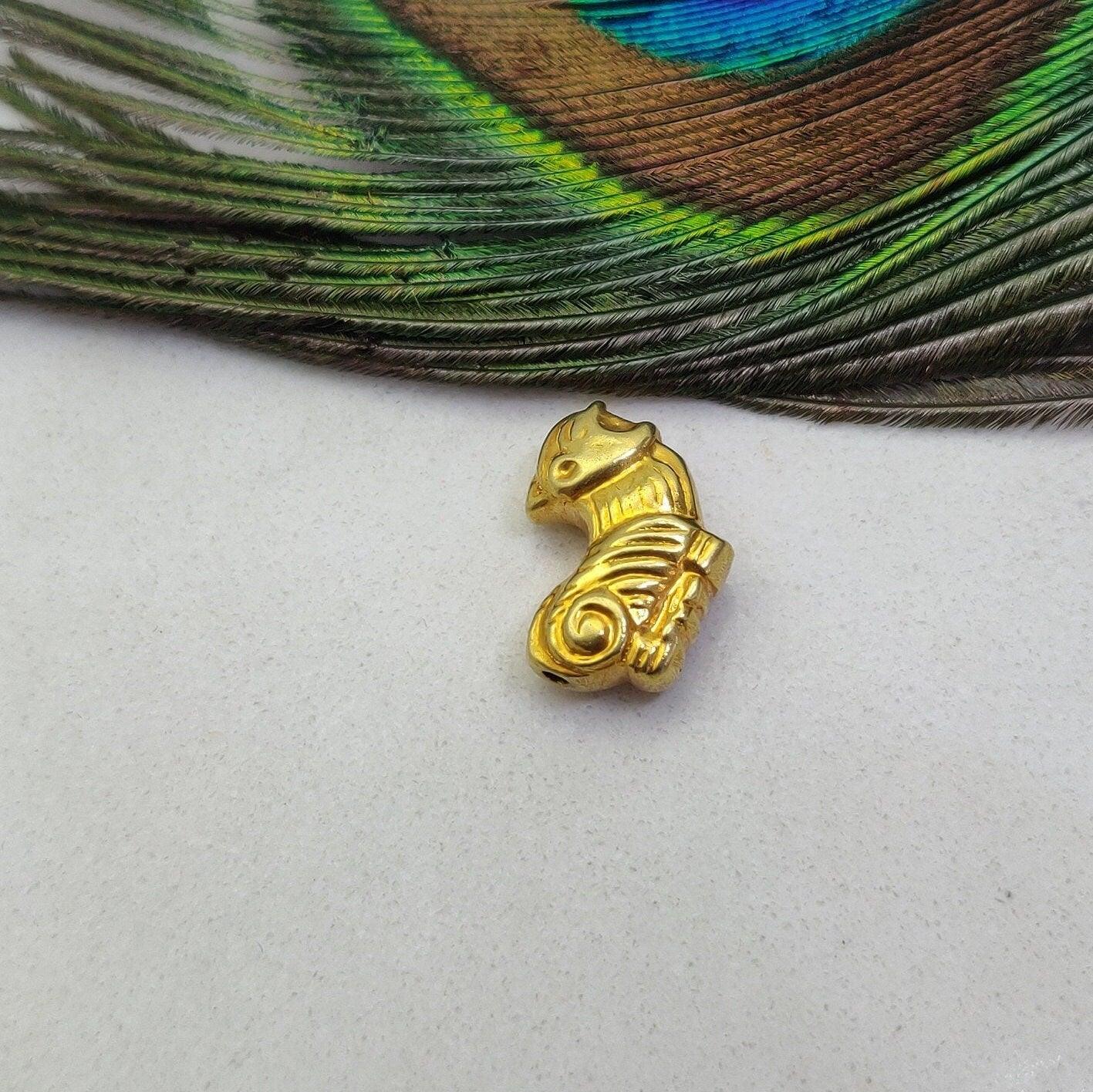 18k Solid Yellow Gold Animal Spacer Charm Pendant 13.5x18mm - Kanika Creations