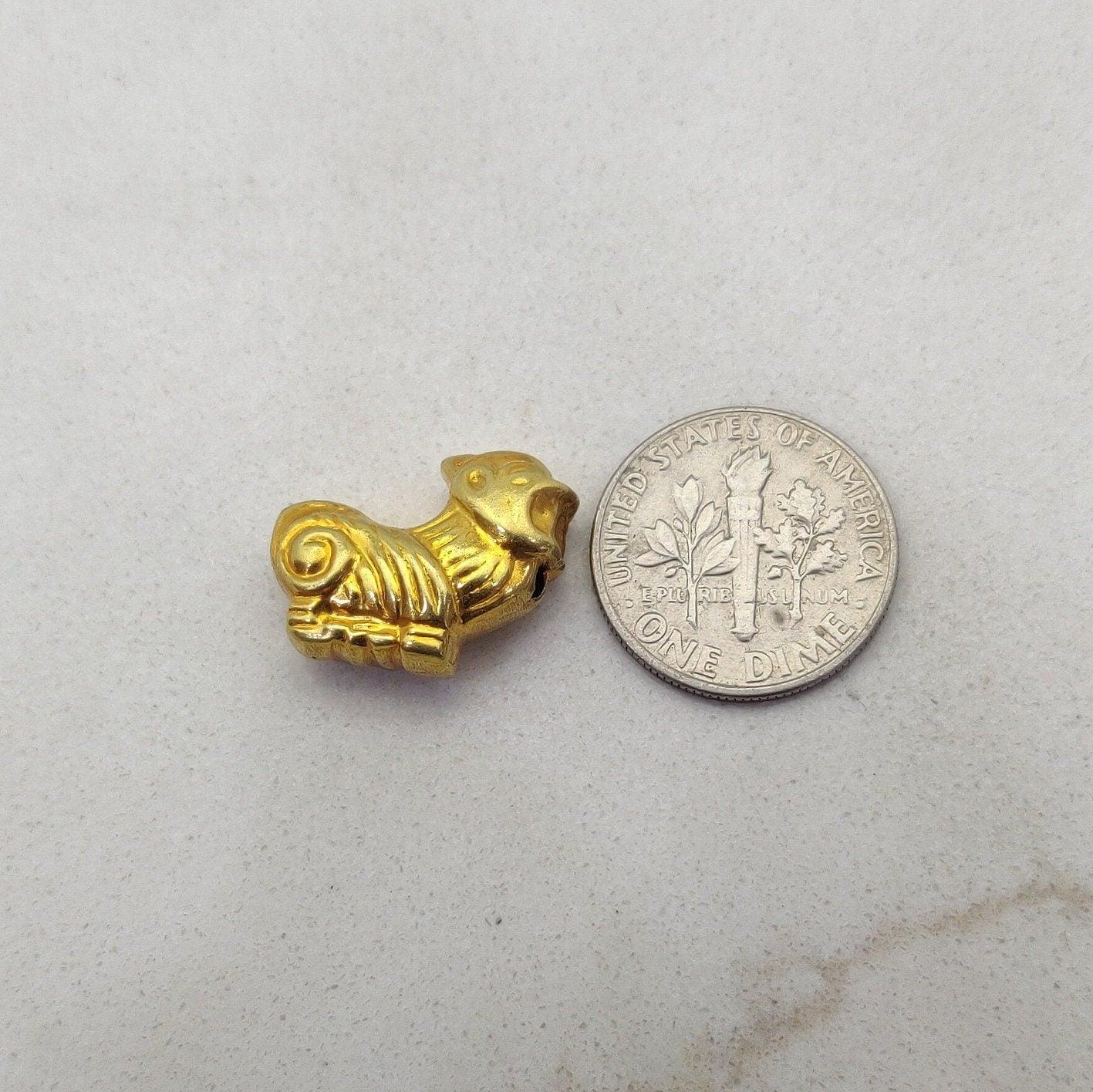 18k Yellow Gold Animal Spacer Charm Pendant 13.5x18mm - Kanika Creations