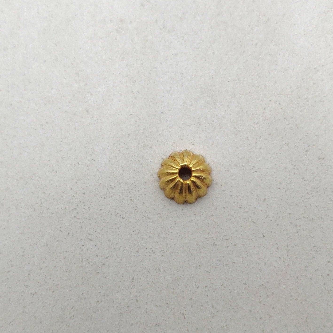 18k Yellow Gold Ending Spacer Beads Cap Findings Craft 8mm - Kanika Creations