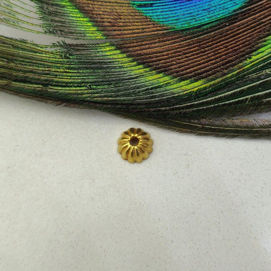 18k Yellow Gold Ending Spacer Beads Cap Findings Craft 8mm - Kanika Creations