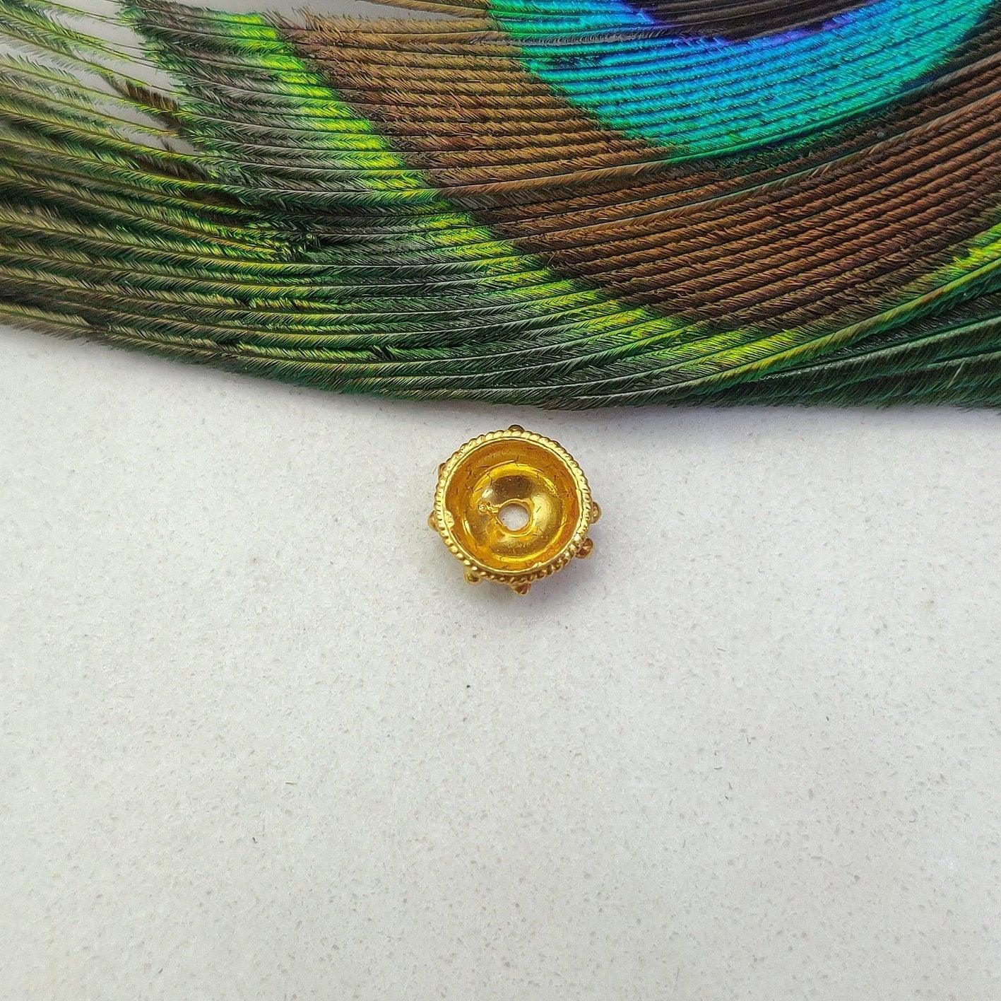 9mm 18k Solid Yellow Gold Bead Caps Spacer DIY Craft - Kanika Creations