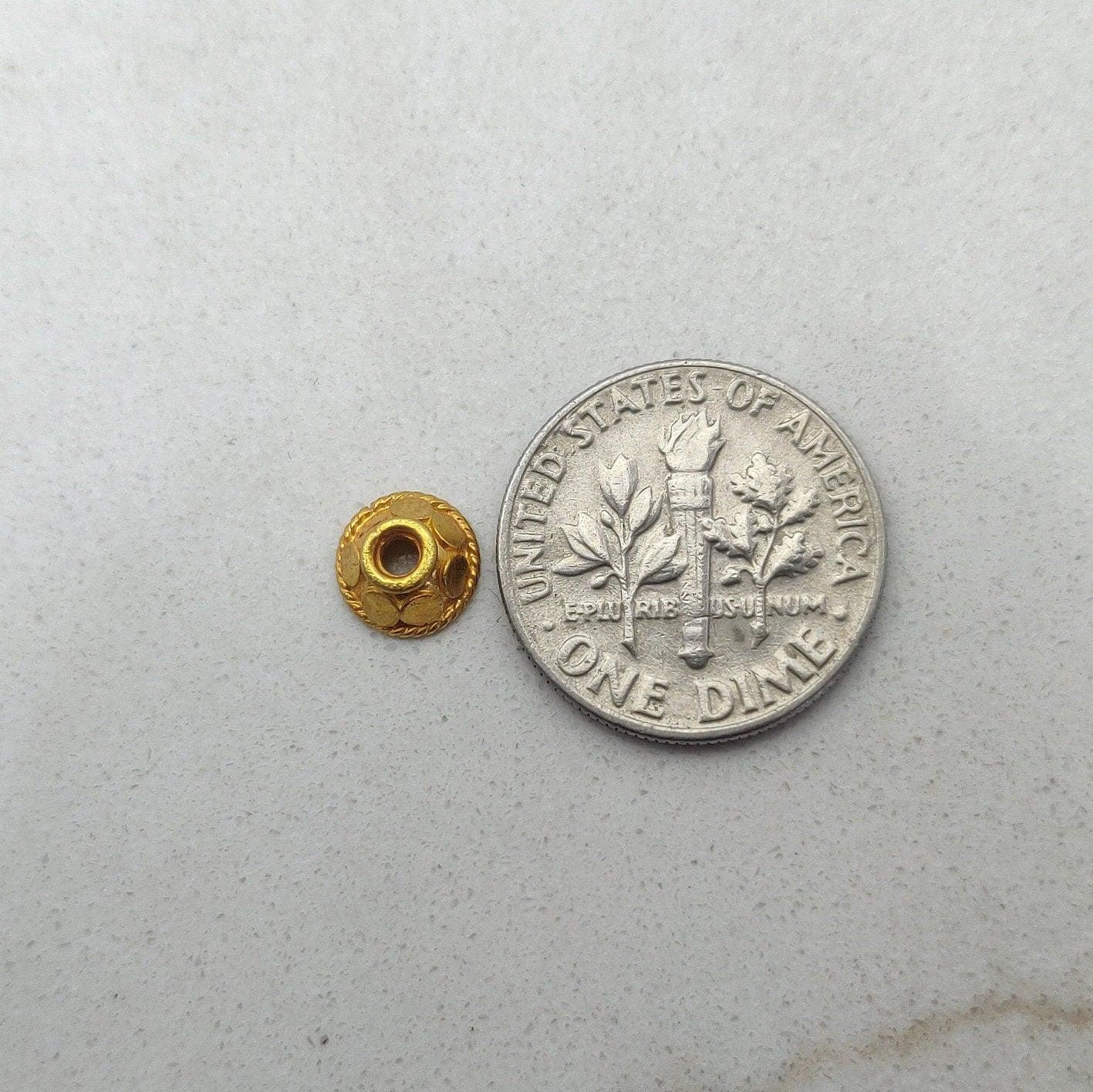 Solid 18k Gold Cap Spacer Beads 7mm - Kanika Creations