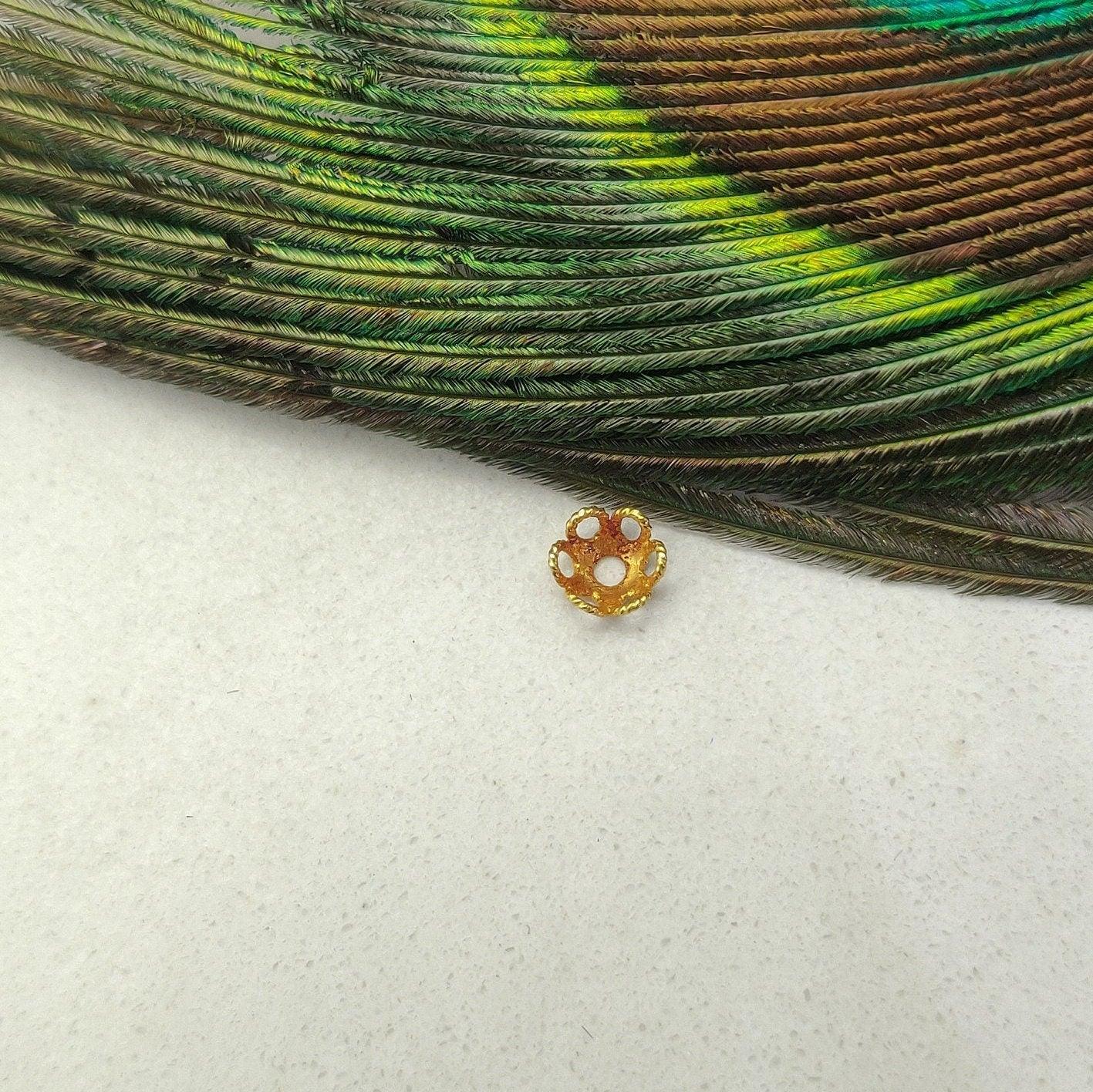 5mm 18k Solid Yellow Gold Bead Caps Spacer Findings Craft - Kanika Creations