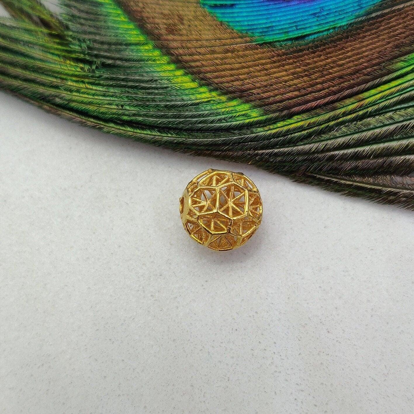 18k Solid Yellow Gold Spacer Ball Beads - Kanika Creations
