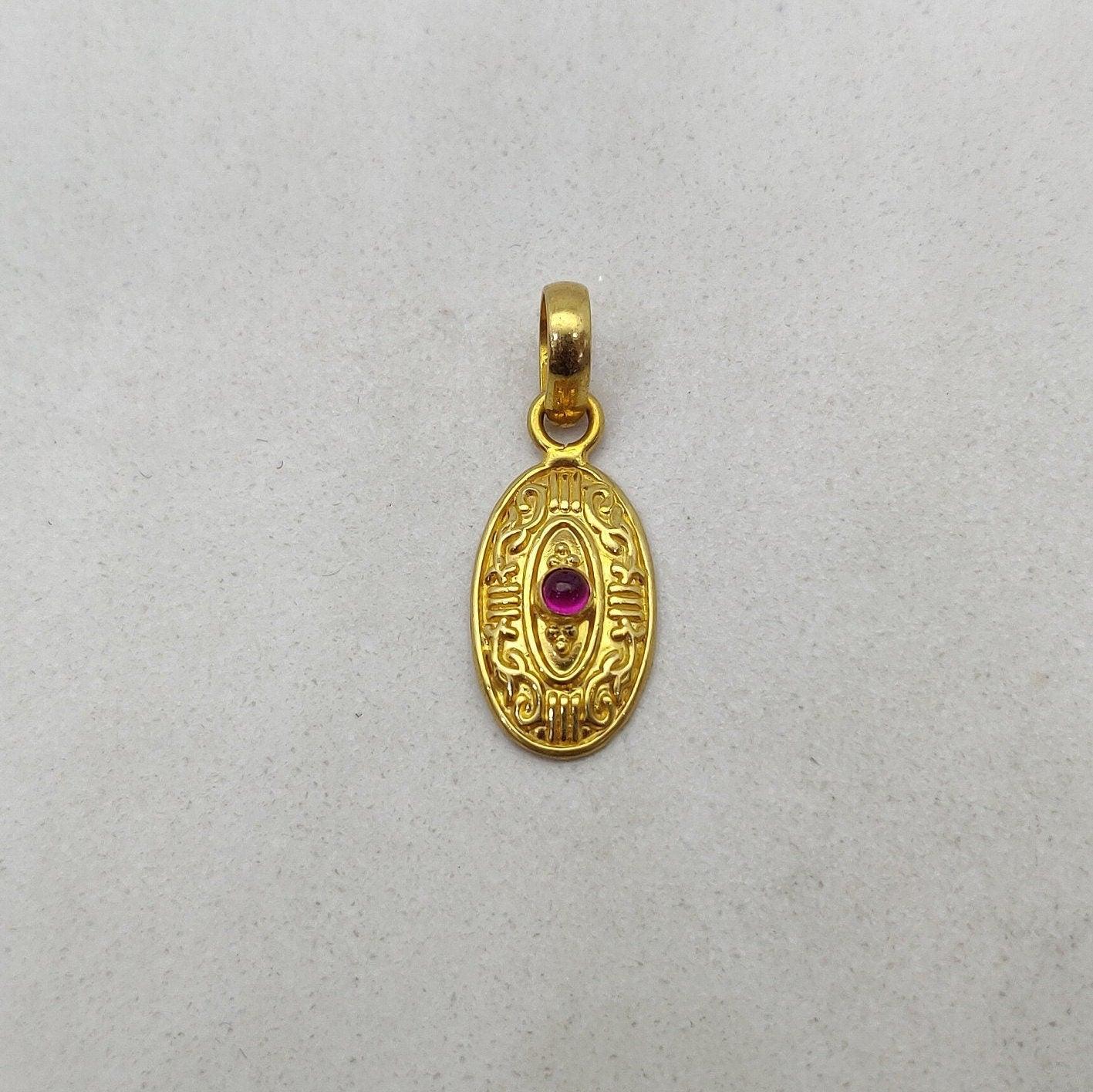 Vintage 18k Solid Gold Ruby Gemstone Pendant Jewelry - Kanika Creations