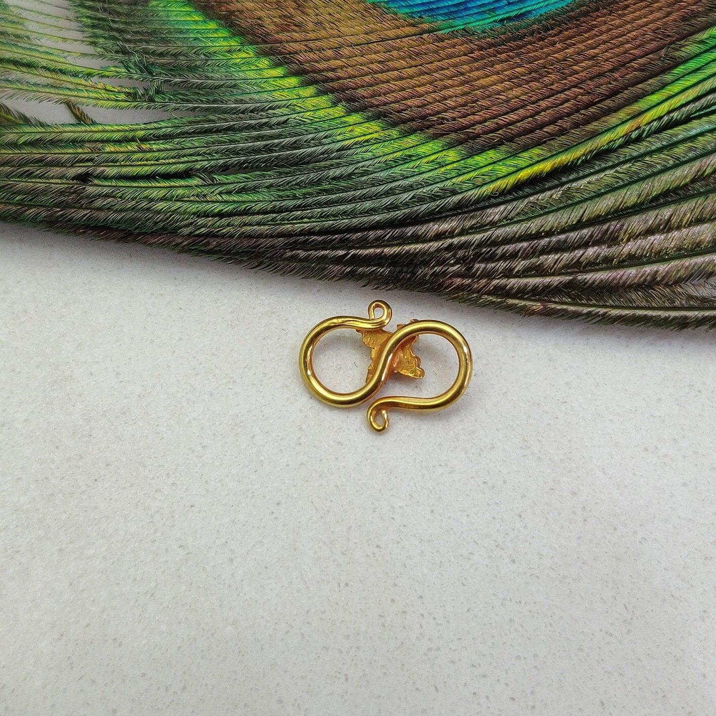 18k Yellow Gold Coral Stone S Clasp Lock Finding 12mm - Kanika Creations