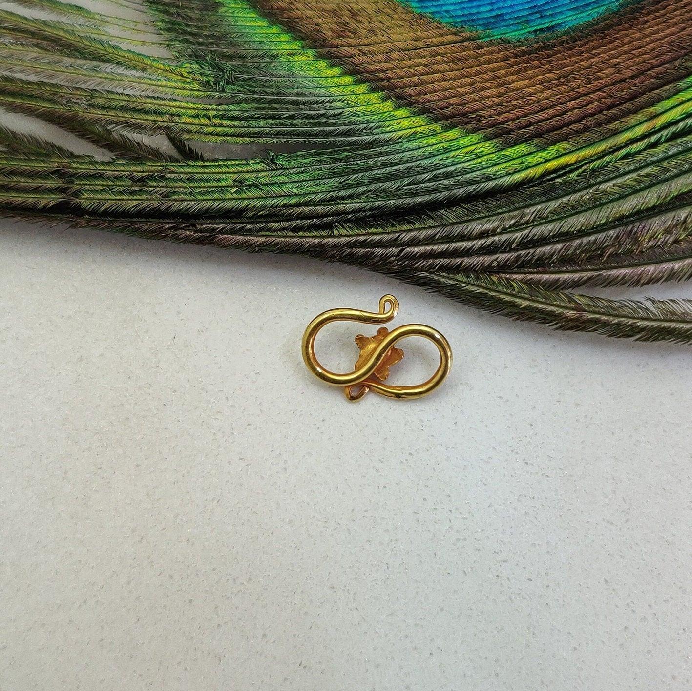 18k Yellow Gold Ruby Stone Studded S Clasp Hook Finding - Kanika Creations