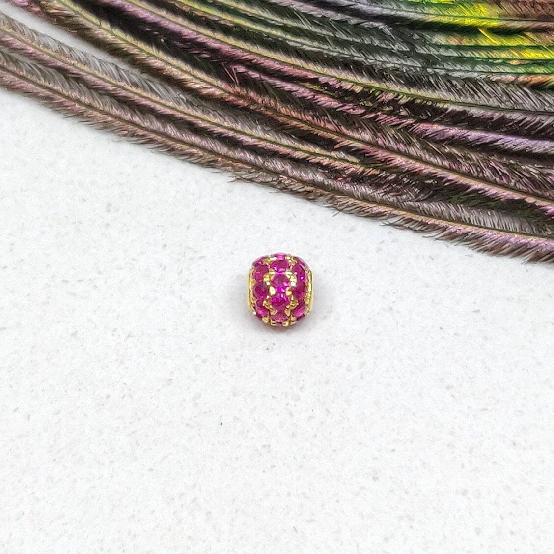 14k Solid Gold Ruby Ball Spacer Beads 4mm - Kanika Creations