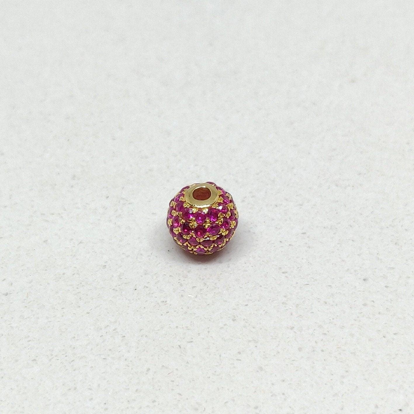 14k Solid Gold Ruby Ball Spacer Beads 4mm - Kanika Creations