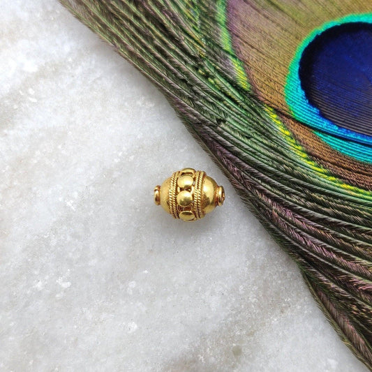 18k Solid Yellow Gold Oval Spacer Beads 8x11mm - Kanika Creations