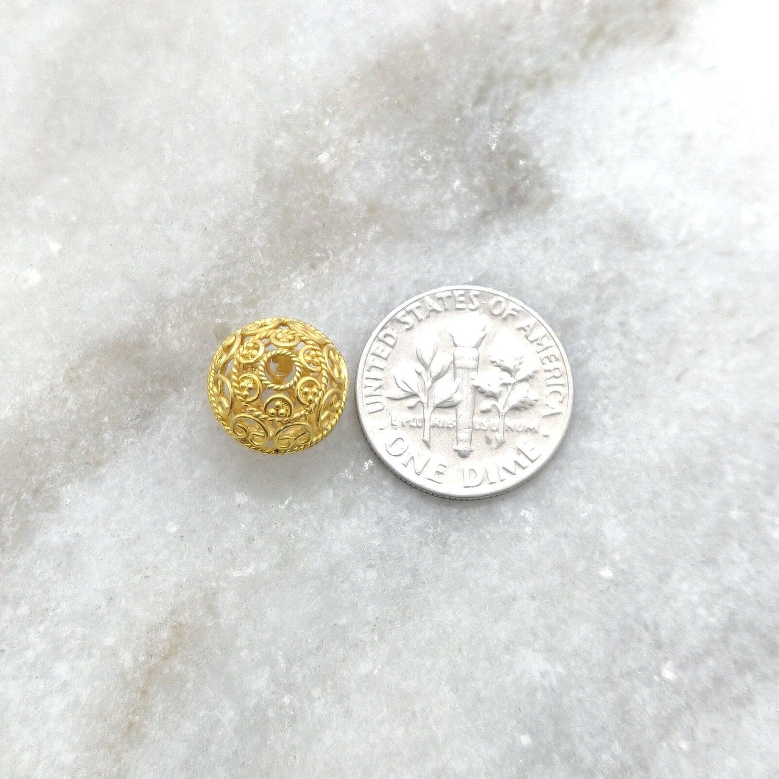 18k Solid Yellow Gold Round Spacer Ball Beads-10 MM - Kanika Creations