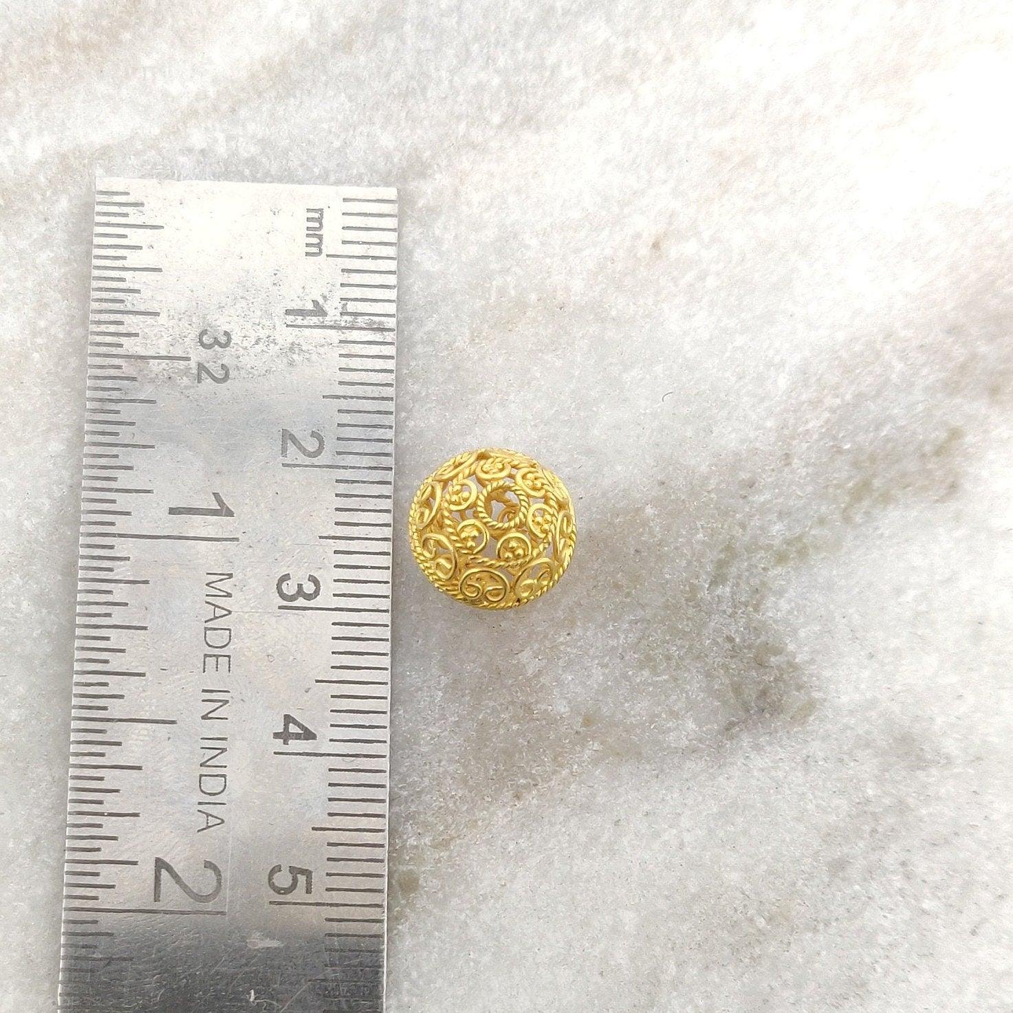 18k Solid Yellow Gold Round Spacer Ball Beads-10 MM - Kanika Creations