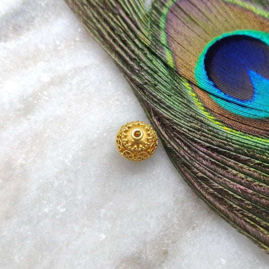 18k Solid Yellow Gold Fancy Rondelle Spacer Beads 11mm - Kanika Creations
