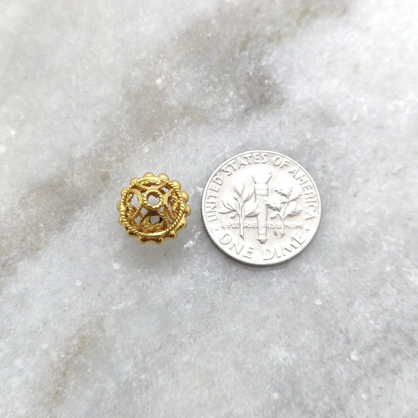18k Solid Yellow Gold Fancy Rondelle Spacer Beads 11x10mm - Kanika Creations