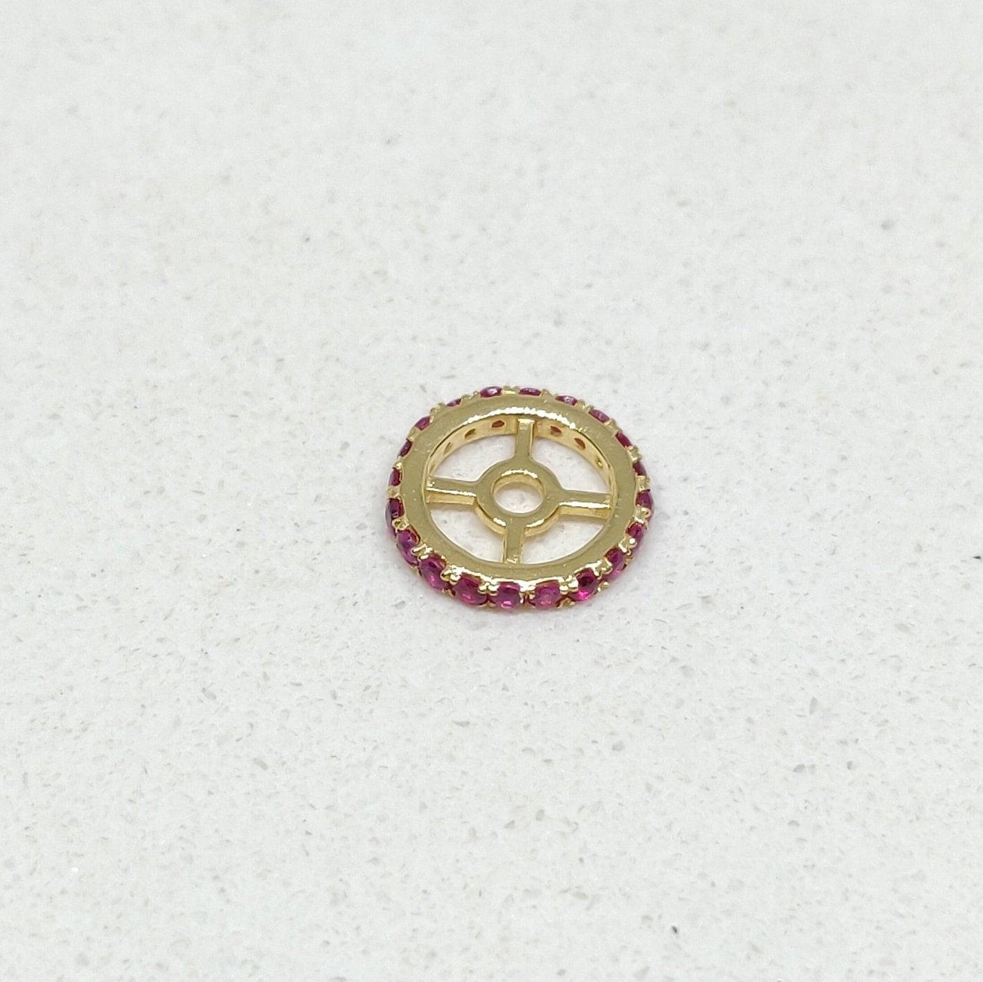 6MM 14k Gold Ruby Wheel Spacer Bead Finding - Kanika Creations
