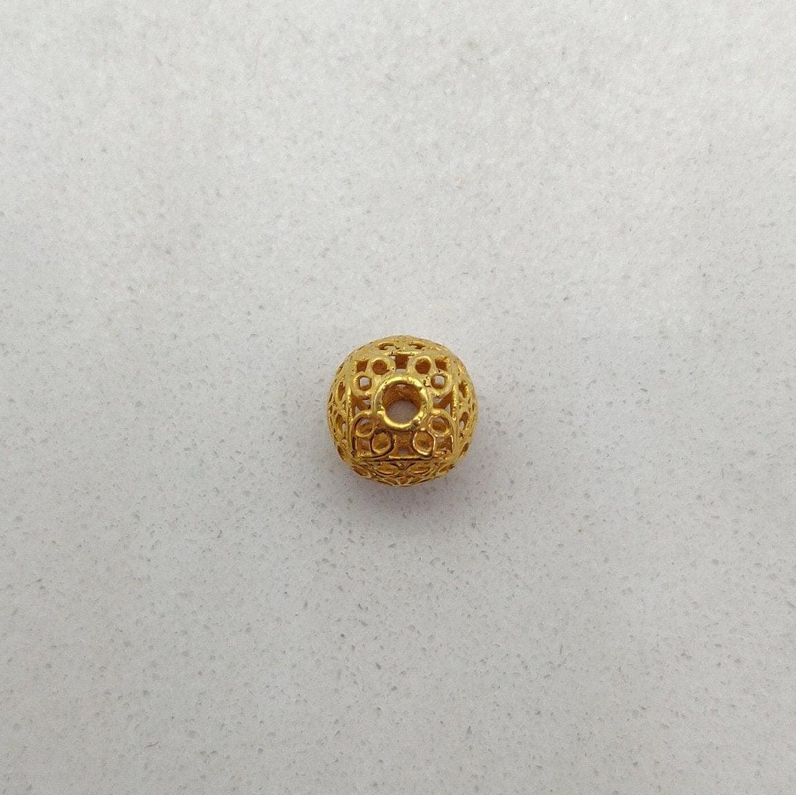 18k Gold Carved Round Ball Spacer Beads Finding 8mm - Kanika Creations