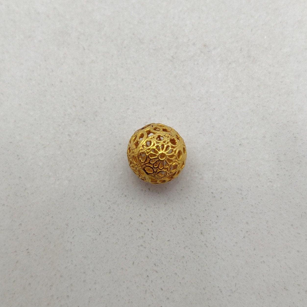 18k Gold Carved Round Ball Spacer Beads Finding 8mm - Kanika Creations
