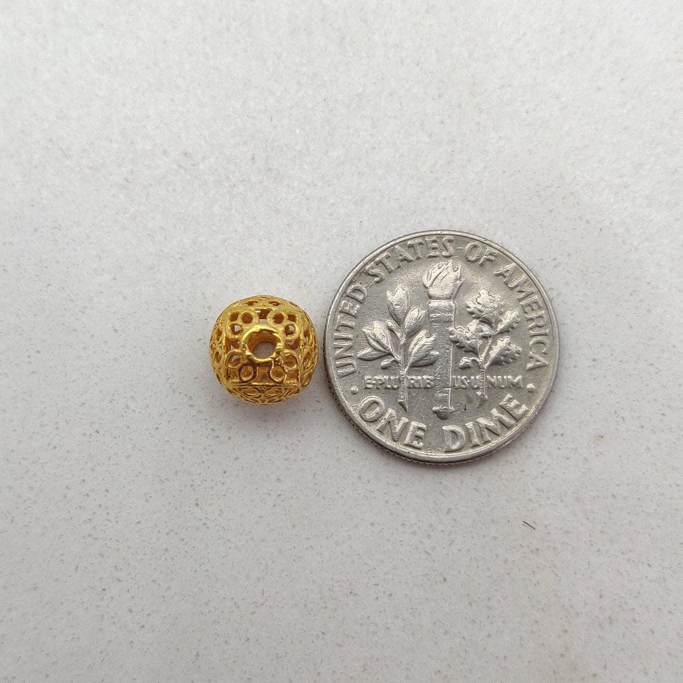 18k Gold Carved Round Ball Spacer Beads Finding 8mm - Kanika Creations