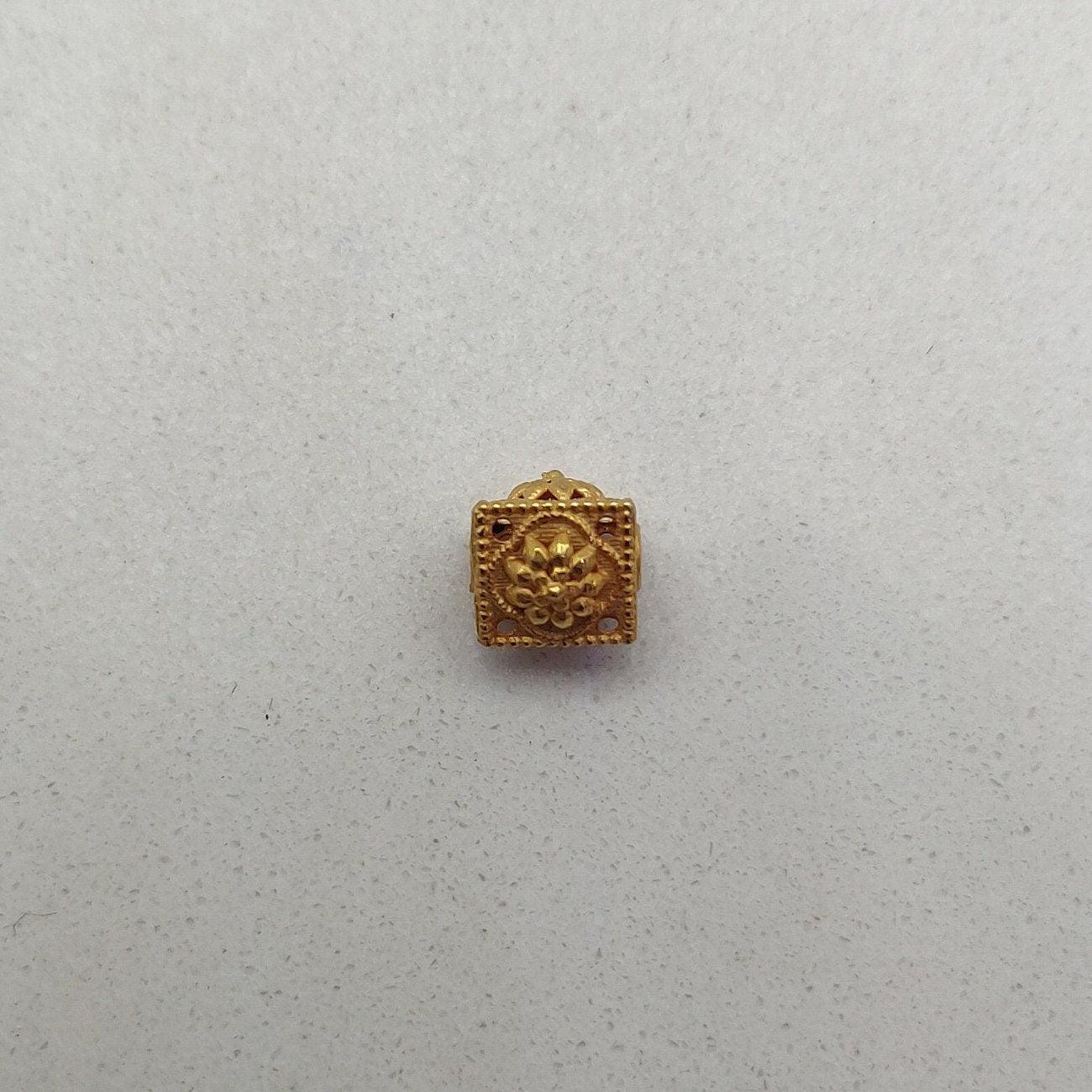 18k Solid Yellow Gold Antique Triangle Spacer Bead 7mm - Kanika Creations