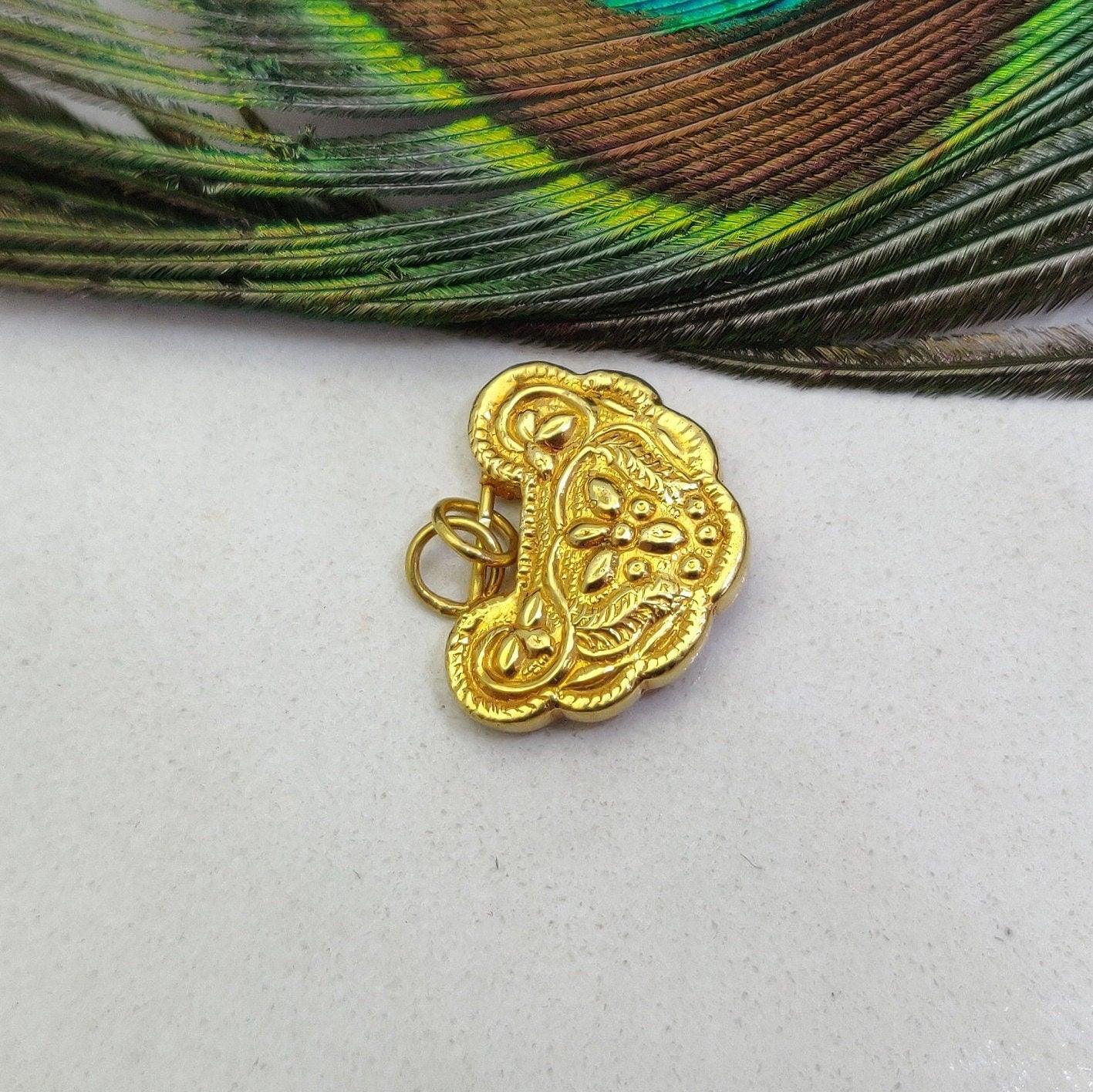 Yellow 18k Gold Floral Designer Charm Pendant - Kanika Creations