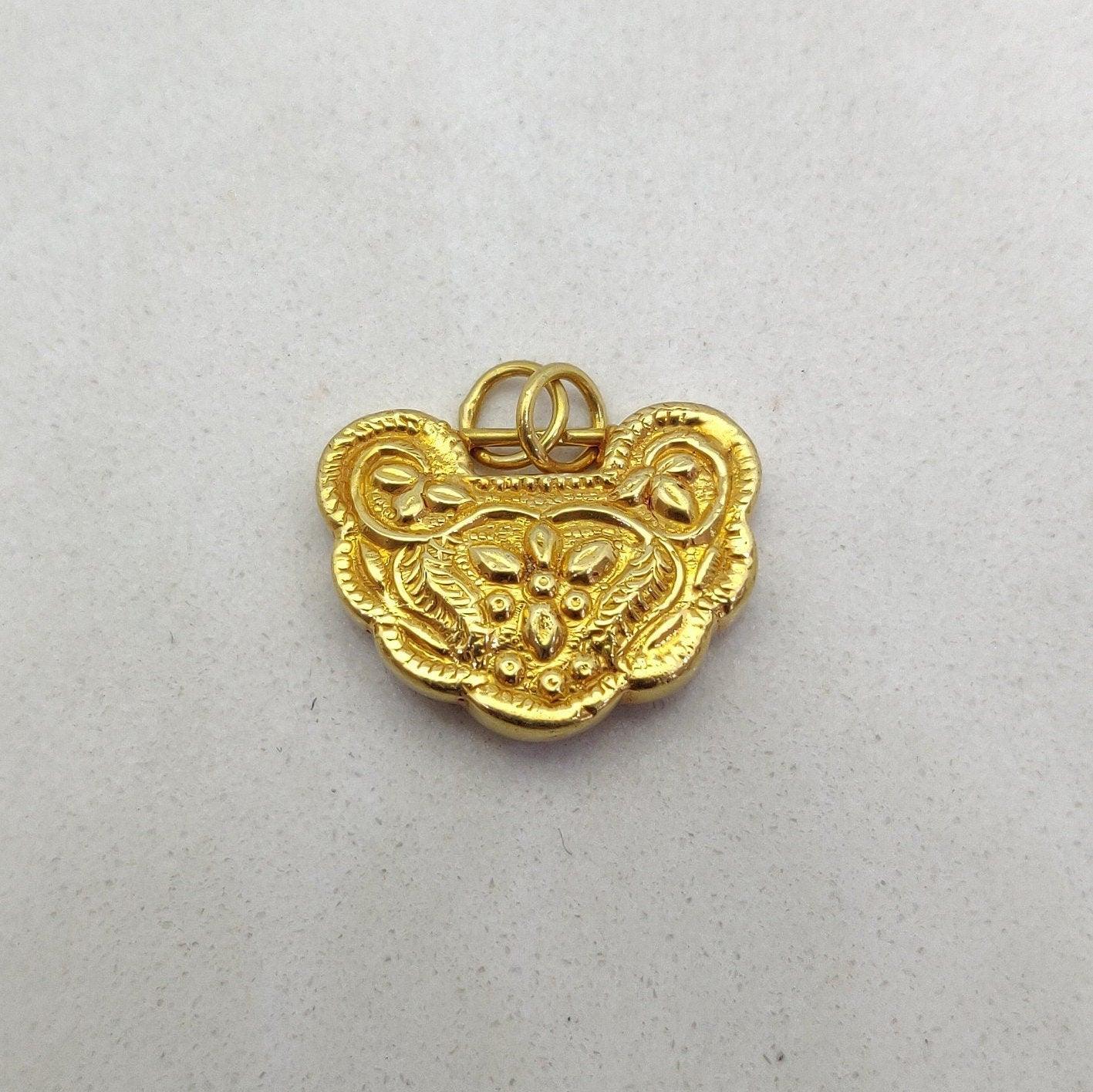 Yellow 18k Gold Floral Designer Charm Pendant - Kanika Creations