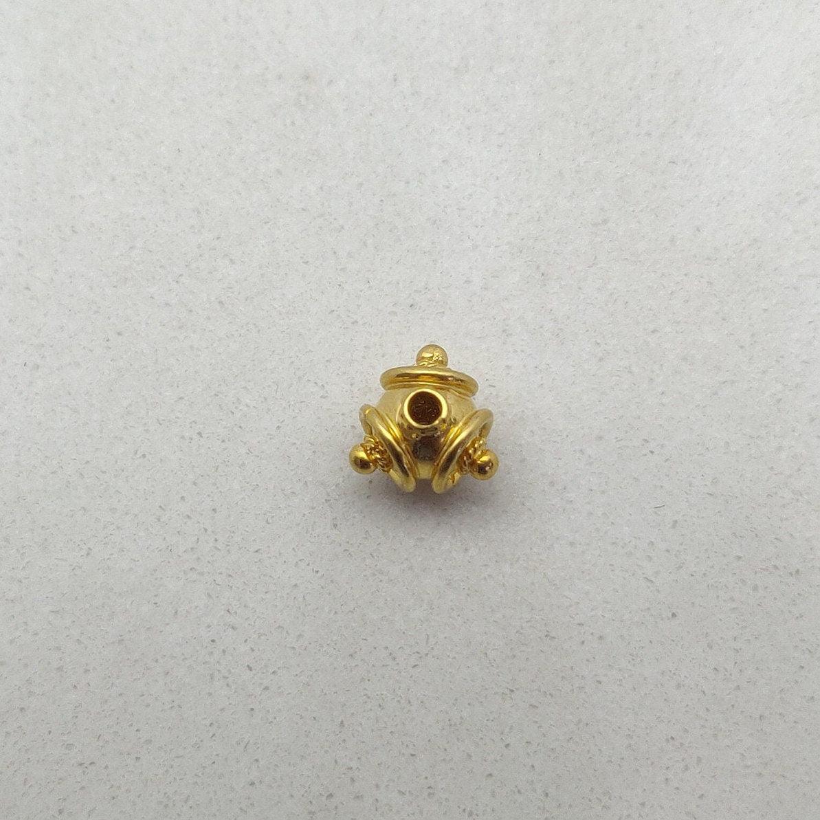 18k Gold Unique Fancy Rondelle Spacer Beads 7mm - Kanika Creations