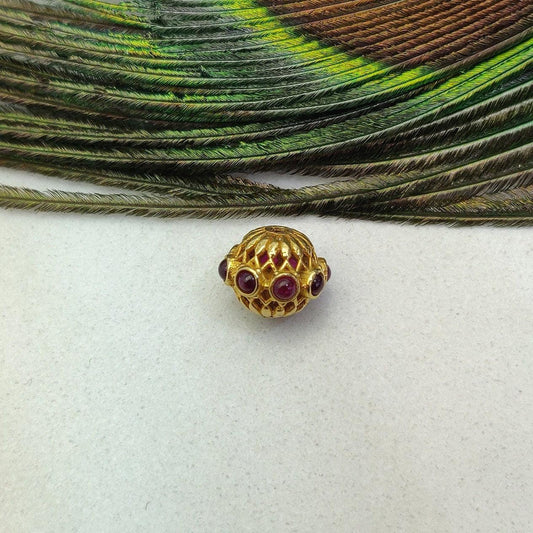 18k Gold Ruby Gemstone Rondelle Beads 10mm - Kanika Creations